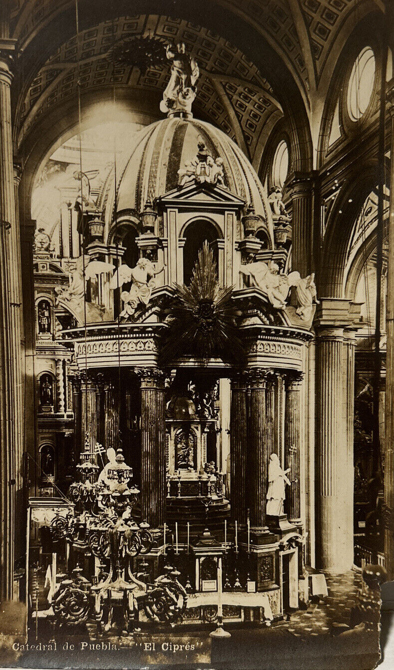 VTG MEXICO RPPC Postcard Catedral de Puebla “El Cipres” Early 1900s