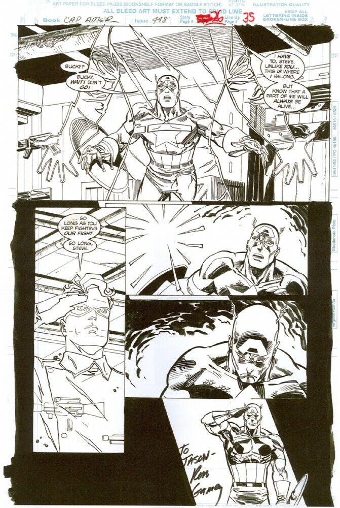 Ron Garney Marvel CAPTAIN AMERICA & BUCKY Original Comic Art page #448