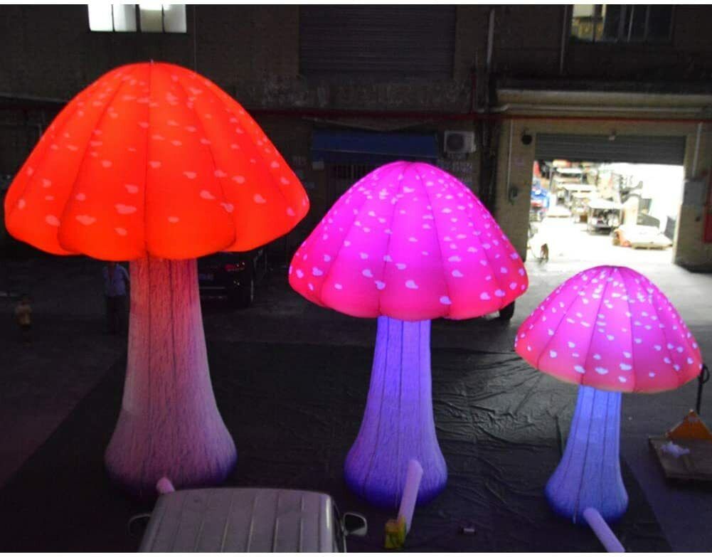 Full Printing Colored Giant Inflatable Mushroom Decors with Air Blower elab#