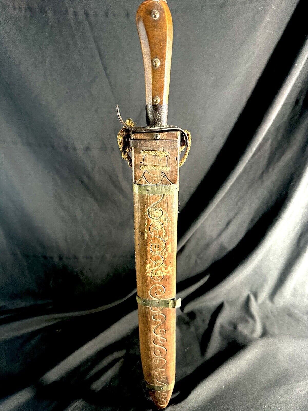 antique asian sword Amazing Carved Details 19 Century 23” L