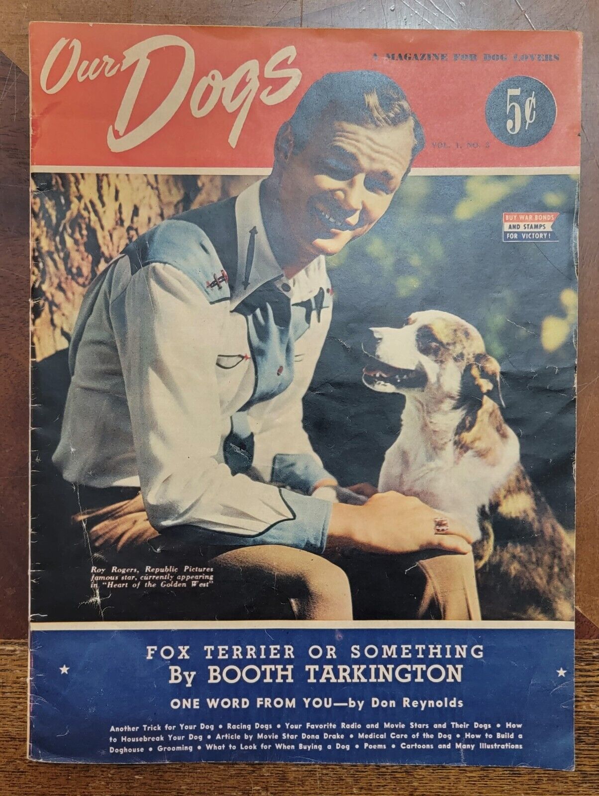 Rare Roy Rogers Our Dogs Magazine Winter 1942 Booth Tarkington & Don Reynolds