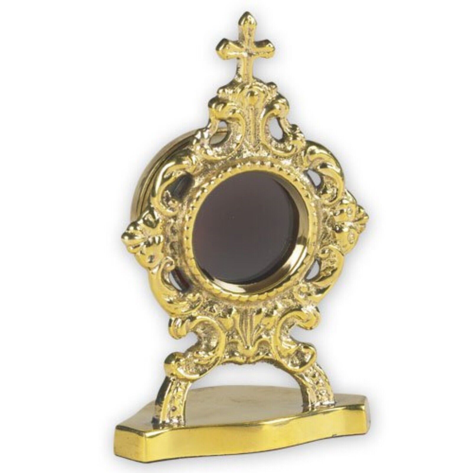 N.G. Brass Small Oval Personal Reliquary Catholic Relic Holder, 3 1/2 Inch