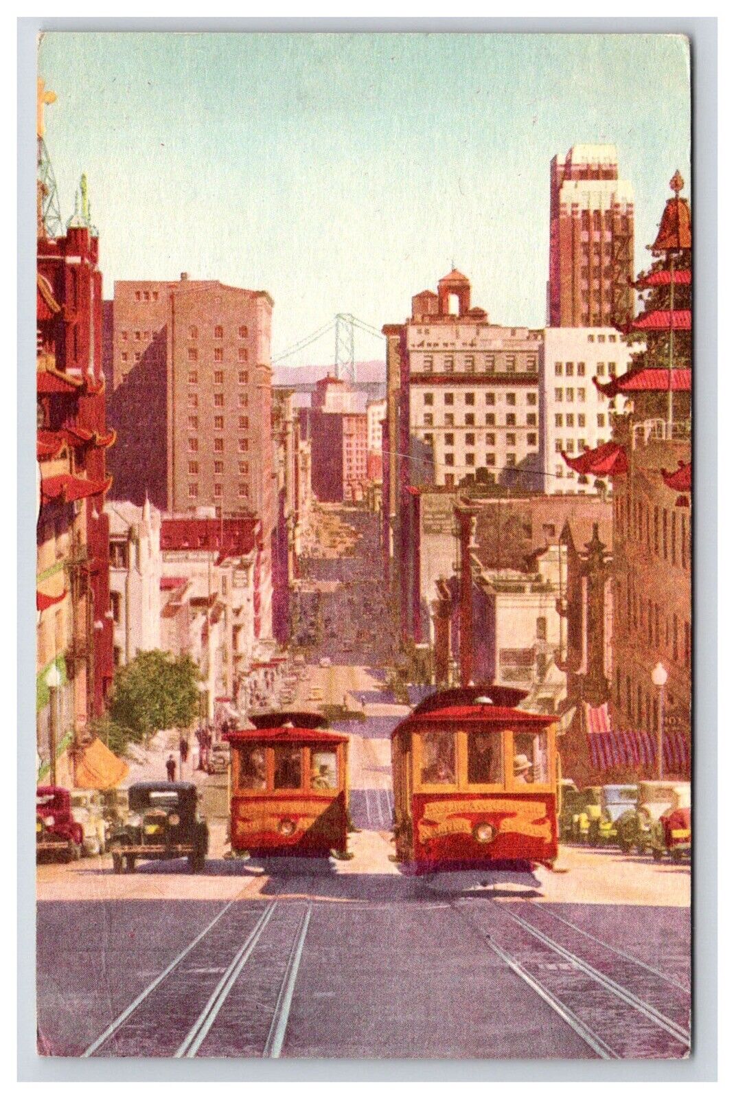 Postcard: CA 1939 Cable Cars On A Street, San Francisco, California - Posted