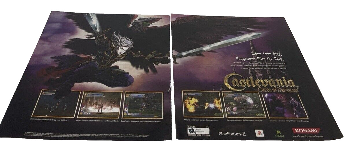 Castlevania Curse of Darkness Print Ad  Official Art Vintage 2005 PS2 Xbox B