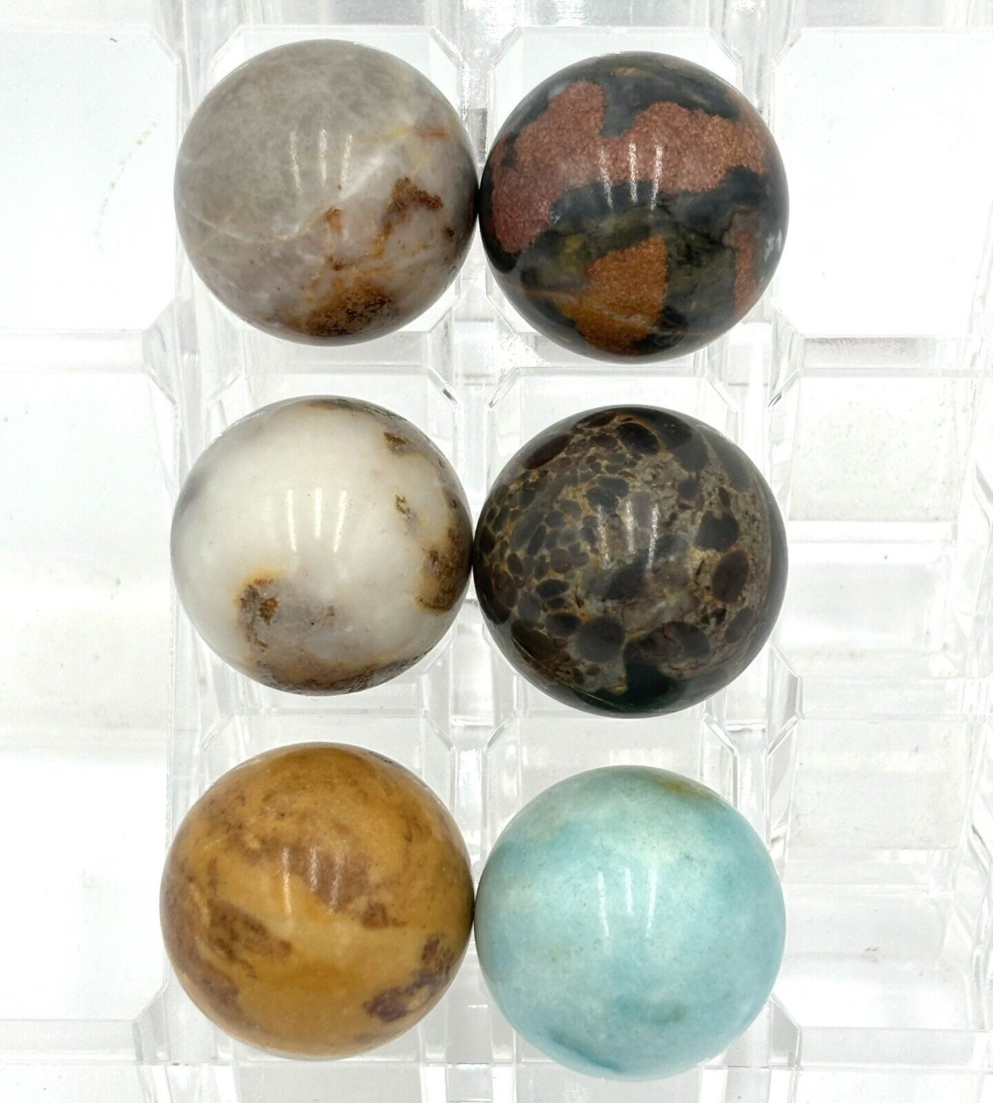 Vintage Stone Marbles 1.25” Lot Of 6