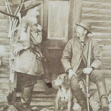 Fox Hunters Hunting Dog Snow Shoes Fur Weapons Rifles Guns 1880s Stereoview I91 picture
