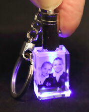 Personalised Lasered 2D Photo Crystal Keyring with Blue LED picture