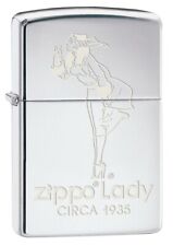 Zippo Lighter, Windy the Zippo Lady, Engraved - High Polish Chrome 80814 picture