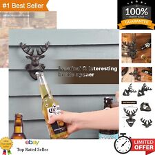 Vintage Style Wall Hanging Deer Head Bottle Opener - Cast Iron Rustic Gift Idea picture