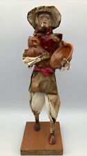 Vintage Mexican Cartoneria Paper Mache Sculpture Old Man in Tunic w Pottery 11” picture