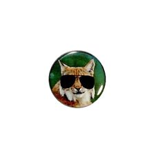 Funny Bobcat Wearing Sunglasses Pin-Back Cool Backpack Jacket Pin 1 Inch M35-15 picture