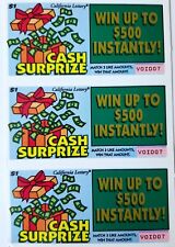 1995 NEW UNCUT CALIFORNIA STATE LOTTERY 10 SCRATCHER TICKET SCRATCH OFF VINTAGE picture