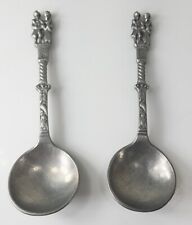 Antique Pair of Dutch Pewter Wedding Spoons Dated 1777 picture