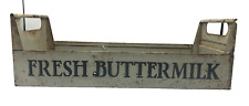 Vintage Dairy Fresh Buttermilk Milk Carrier Metal Advertising Farmhouse Country picture