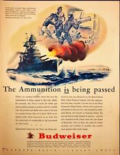 1943 Budweiser Producing Ammunition Hoists during WWII Vintage Print Ad picture
