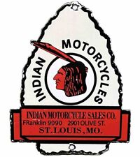 VINTAGE INDIAN MOTORCYCLE PORCELAIN SIGN DEALERSHIP MOTOR BIKE HARLEY GAS OIL picture