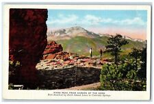 1935 Pikes Peak Garden Gods Cliff Elgin Il Church Rock Island Colorado Postcard picture