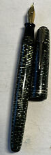 VINTAGE 1940’s EMERALD GREEN  STRIPED PARKER VACUMATIC FOUNTAIN PEN 5” so clean picture