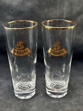 Vintage O'Keefe Pilsner Glasses Set Of 2 Gold Rim Knight Logo Barware Canadiana  picture