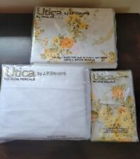 New Vintage Utica J.P. Stevens King Floral Set Flat Fitted Pillowcase No Iron picture