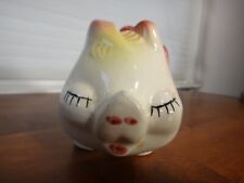Vintage Shawnee Art Ceramic Pink Bow Shamrock Smiley Pig Piggy Bank 7