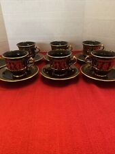 FAKIOLAS black hand made in Greece 24k gold 6 cups and saucers, Greece Vintage picture