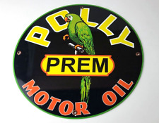 Vintage Polly Gasoline Sign - Premium Parrot Gas Oil Pump Plate Nozzle Sign picture