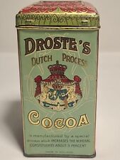 Antique Droste's FULL Cocoa STILL FULL 8oz Hinged Tin Vintage Collectible  picture