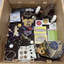 Vintage Junk Drawer Lot Baseball Cards Knife Tokens Buttons Watches picture
