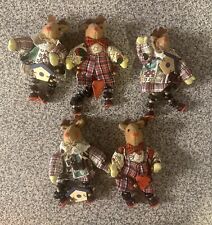 Set Of 5 Vintage Country Christmas Ornaments Reindeer Buttons picture