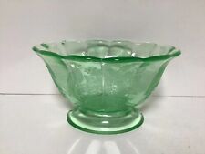 Vintage Large Antique Etching Green Glass Bowl For Gift Set of Only One picture