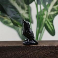 Black Obsidian 5cm Mini Crow Figurine Crystal Carving Healing Home Garden Decor picture