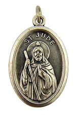 Silver Toned Base Catholic Saint St Jude the Apostle Medal Pendant, 1 Inch picture