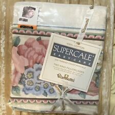 New VTG Wamsutta 2 King Pillowcases Eloquince Floral Cotton Supercale Easy Care picture