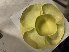 Image Inn Bright Yellow Majolica “Yellow Cabbage” Ceramic Chip & Dip Two Piece  picture