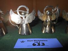 4 Vintage Silver Angel Holiday Ornaments picture