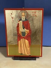 SAINT SABBAS, THE SANCTIFIED-GREEK, WOODEN ICON FLAT, WITH GOLD LEAF 5x7 inch picture