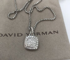 David Yurman Sterling Silver Pave Diamond Petite Albion Pendant Necklace 18 picture