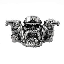 Hunteded Ring Steel Vintage Gothic Bearded Biker Skull Ring for Men & Boys picture