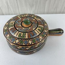 Vintage Mexican Pottery Large Redware Lidded Bean Pot Signed Antonio Rivera picture