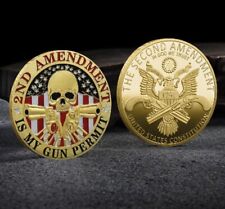2nd Amendment Is My Gun Permit Skull Challenge Coin  USA Seller. picture