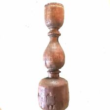 Antique Wooden Post Candle Stand With Red Patina. 18” Tall.Hand Carved.Rare Find picture