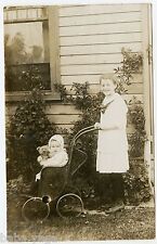 Baby Girl and Teddy Bear in Vintage Baby Carriage, Stanton, Vintage  Postcard picture