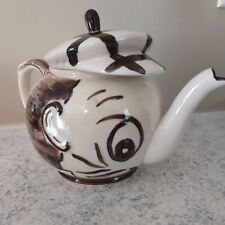 VTG Andy Capp Caddie teapot Japan ? art pottery brown & white 7 inch 50s mcm picture