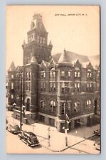Union City NJ- New Jersey, City Hall, Antique, Vintage c1949 Souvenir Postcard picture