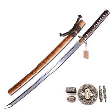 MURASAME Katana Sword Real Hamon Clay Tempered T10 Steel Razor Sharp Brass Tsuba picture