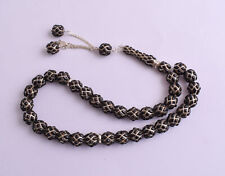 Black Coral sterling silver Islamic inlaid prayer beads,muslim Tasbih picture