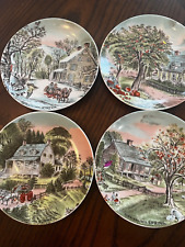 Vintage Currier and Ives Set Of 4 Seasons Plates Decorative Wall Plates 6 ½