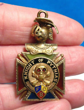 GOLD FILLED ENAMEL KNIGHT OF PYTHIAS FOB ANTIQUE 7/8 X 1 1/2 INCHES   8.9 GRAMS picture