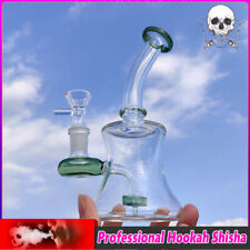 16CM Hookah Water Pipe Green Glass Shisha Bong Smoking Beaker Base Bong +Bowl picture